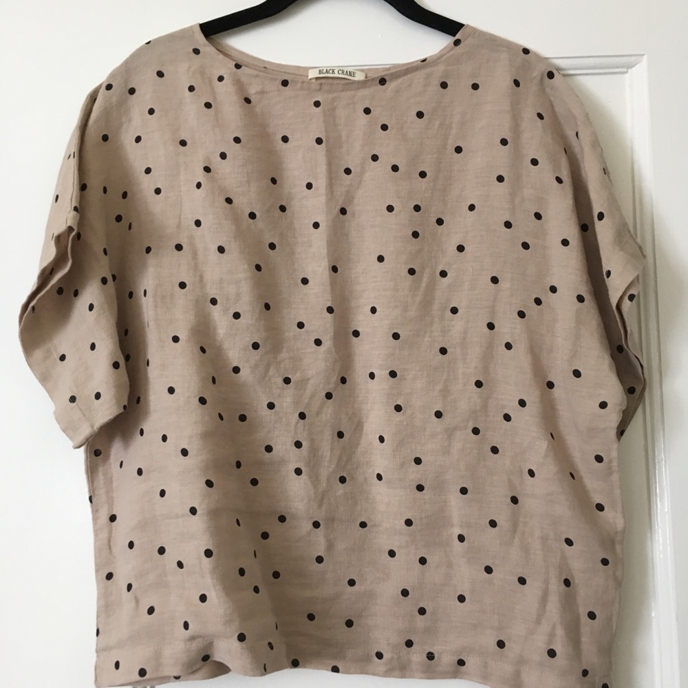 Black Crane Linen Top size XS
